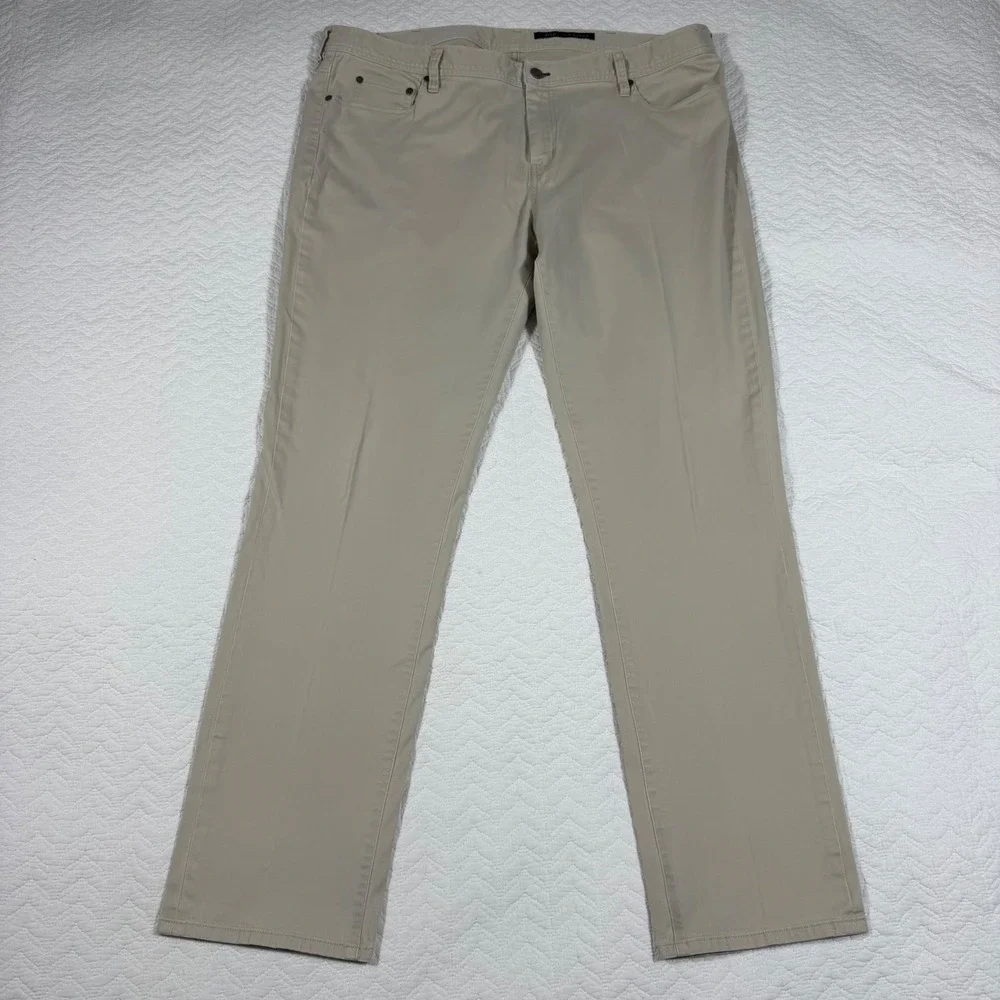 J. Hilburn Men Pants 41x32 Custom 5-Pocket Chino Twill Khaki Tan EUC